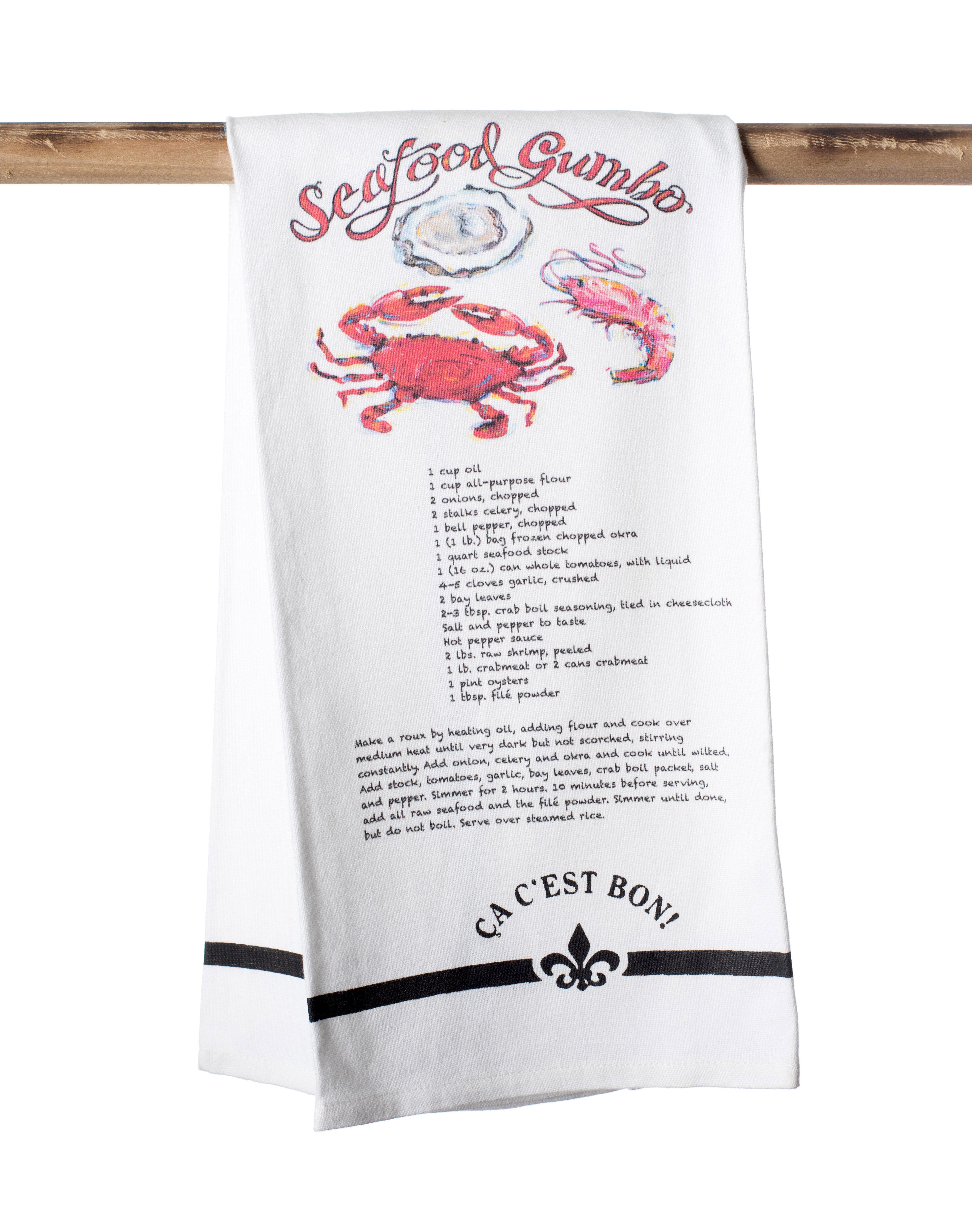 New Orleans Seafood Gumbo 3-Piece Kitchen Towel Oven Mitt and Pot